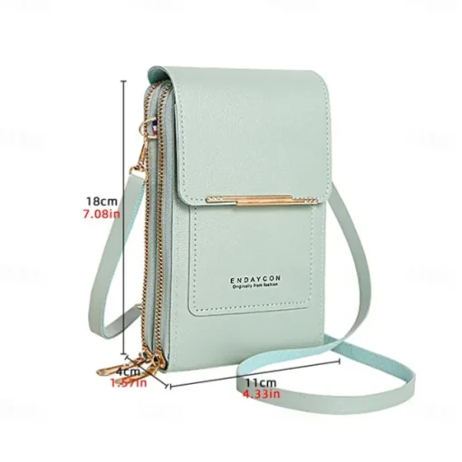 Women's Crossbody Bag Wallet Coin Purse Mobile Phone Bag Credit Card Holder Wallet PU Leather Daily Holiday Zipper Touchscreen Adjustable Lightweight Solid Color Black Light Pink Dusty Rose