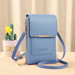 Women's Crossbody Bag Wallet Coin Purse Mobile Phone Bag Credit Card Holder Wallet PU Leather Daily Holiday Zipper Touchscreen Adjustable Lightweight Solid Color Black Light Pink Dusty Rose