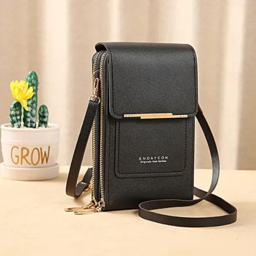 Women's Crossbody Bag Wallet Coin Purse Mobile Phone Bag Credit Card Holder Wallet PU Leather Daily Holiday Zipper Touchscreen Adjustable Lightweight Solid Color Black Light Pink Dusty Rose