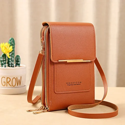 Women's Crossbody Bag Wallet Coin Purse Mobile Phone Bag Credit Card Holder Wallet PU Leather Daily Holiday Zipper Touchscreen Adjustable Lightweight Solid Color Black Light Pink Dusty Rose