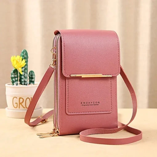 Women's Crossbody Bag Wallet Coin Purse Mobile Phone Bag Credit Card Holder Wallet PU Leather Daily Holiday Zipper Touchscreen Adjustable Lightweight Solid Color Black Light Pink Dusty Rose