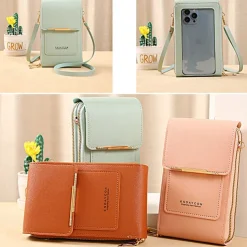 Women's Crossbody Bag Wallet Coin Purse Mobile Phone Bag Credit Card Holder Wallet PU Leather Daily Holiday Zipper Touchscreen Adjustable Lightweight Solid Color Black Light Pink Dusty Rose