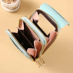 Women's Crossbody Bag Wallet Coin Purse Mobile Phone Bag Credit Card Holder Wallet PU Leather Daily Holiday Zipper Touchscreen Adjustable Lightweight Solid Color Black Light Pink Dusty Rose