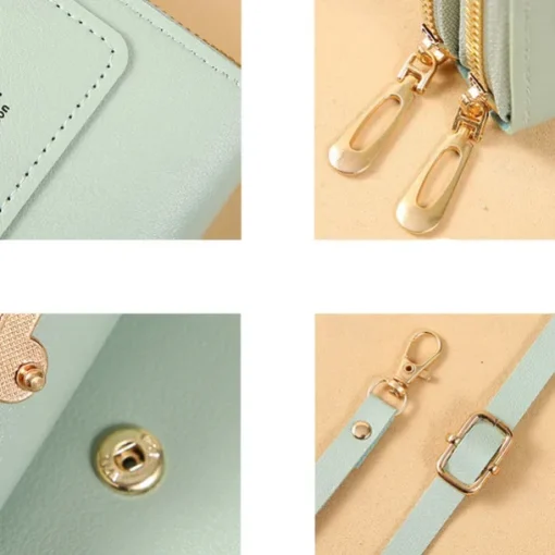 Women's Crossbody Bag Wallet Coin Purse Mobile Phone Bag Credit Card Holder Wallet PU Leather Daily Holiday Zipper Touchscreen Adjustable Lightweight Solid Color Black Light Pink Dusty Rose