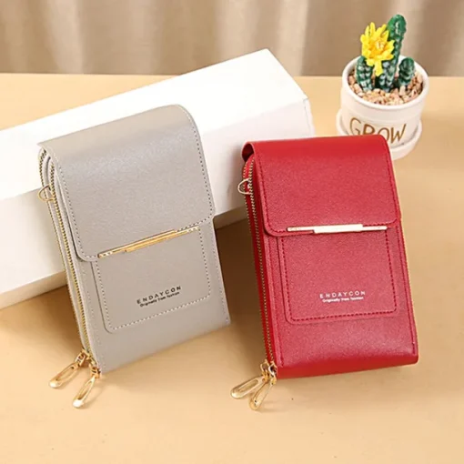 Women's Crossbody Bag Wallet Coin Purse Mobile Phone Bag Credit Card Holder Wallet PU Leather Daily Holiday Zipper Touchscreen Adjustable Lightweight Solid Color Black Light Pink Dusty Rose