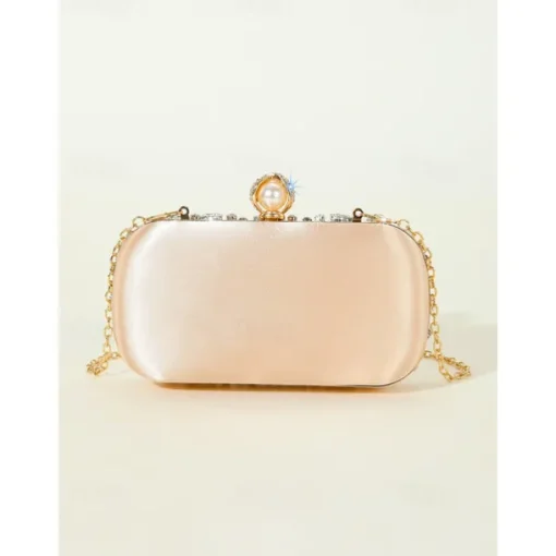 Women's Crystal-Embellished Clutch Bag, Elegant Evening Handbag with Pearl and Rhinestone Detailing, Perfect for Weddings, Parties, and Formal Events Black Silver Gold