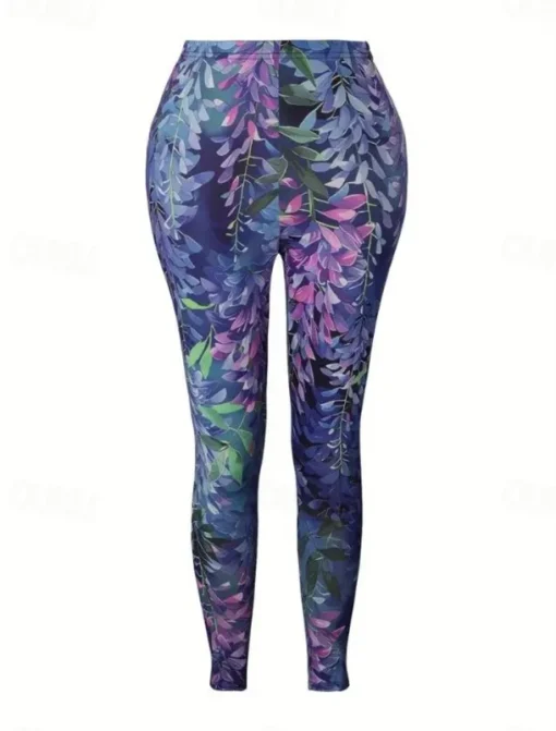 Women's Culottes Wide Leg Fashion Ankle-Length High Waist Floral Printing Micro-elastic Work Dailywear Violet Fall Winter Skinny