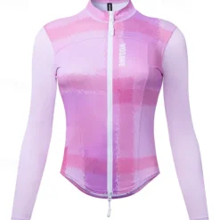 Women's Cycling Jacket Cycling Jersey Color Block Long Sleeve Bike Jersey Raincoat with 3 Rear Pockets Mountain Bike MTB Quick Dry Breathable Sports White Pink Clothing Apparel