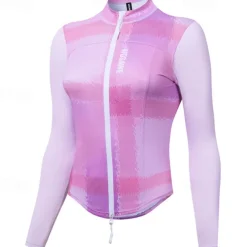 Women's Cycling Jacket Cycling Jersey Color Block Long Sleeve Bike Jersey Raincoat with 3 Rear Pockets Mountain Bike MTB Quick Dry Breathable Sports White Pink Clothing Apparel