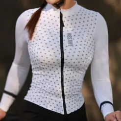 Women's Cycling Jacket Cycling Jersey Color Block Long Sleeve Bike Jersey Raincoat with 3 Rear Pockets Mountain Bike MTB Quick Dry Breathable Sports White Pink Clothing Apparel