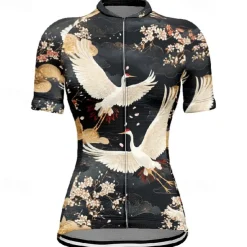 Women's Cycling Jersey Animal Flower Short Sleeve Bike Tee Tshirt Jersey with 3 Rear Pockets Mountain Bike MTB Quick Dry Anatomic Design Wicking Breathable Sports Black Red Navy Blue Clothing Apparel