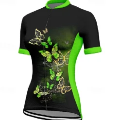 Women's Cycling Jersey Butterfly Short Sleeve Bike Tee Tshirt Jersey with 3 Rear Pockets Mountain Bike MTB Quick Dry Anatomic Design Wicking Breathable Sports Blue Fuchsia Orange Clothing Apparel