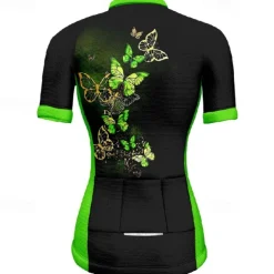 Women's Cycling Jersey Butterfly Short Sleeve Bike Tee Tshirt Jersey with 3 Rear Pockets Mountain Bike MTB Quick Dry Anatomic Design Wicking Breathable Sports Blue Fuchsia Orange Clothing Apparel