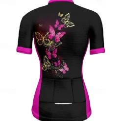 Women's Cycling Jersey Butterfly Short Sleeve Bike Tee Tshirt Jersey with 3 Rear Pockets Mountain Bike MTB Quick Dry Anatomic Design Wicking Breathable Sports Blue Fuchsia Orange Clothing Apparel