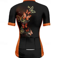 Women's Cycling Jersey Butterfly Short Sleeve Bike Tee Tshirt Jersey with 3 Rear Pockets Mountain Bike MTB Quick Dry Anatomic Design Wicking Breathable Sports Blue Fuchsia Orange Clothing Apparel