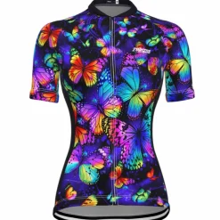 Women's Cycling Jersey Butterfly Short Sleeve Bike Jersey Top with 3 Rear Pockets Mountain Bike MTB Road Bike Cycling Quick Dry Reflective Strips Back Pocket Moisture Wicking Sports Yellow Red Blue
