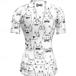 Women's Cycling Jersey Cat Short Sleeve Bike Tee Tshirt Jersey with 3 Rear Pockets Mountain Bike MTB Quick Dry Anatomic Design Wicking Breathable Sports Black White Dark Purple Clothing Apparel