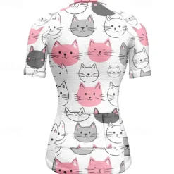 Women's Cycling Jersey Cat Short Sleeve Bike Tee Tshirt Jersey with 3 Rear Pockets Mountain Bike MTB Quick Dry Anatomic Design Wicking Breathable Sports Black White Dark Purple Clothing Apparel