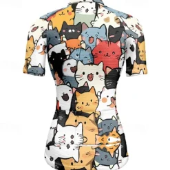 Women's Cycling Jersey Cat Short Sleeve Bike Tee Tshirt Jersey with 3 Rear Pockets Mountain Bike MTB Quick Dry Anatomic Design Wicking Breathable Sports Black White Dark Purple Clothing Apparel