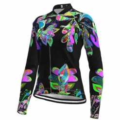 Women's Cycling Jersey Floral Botanical Long Sleeve Bike Top with 3 Rear Pockets Mountain Bike MTB Road Bike Cycling Quick Dry Reflective Strips Back Pocket Moisture Wicking Sports Black Yellow Red