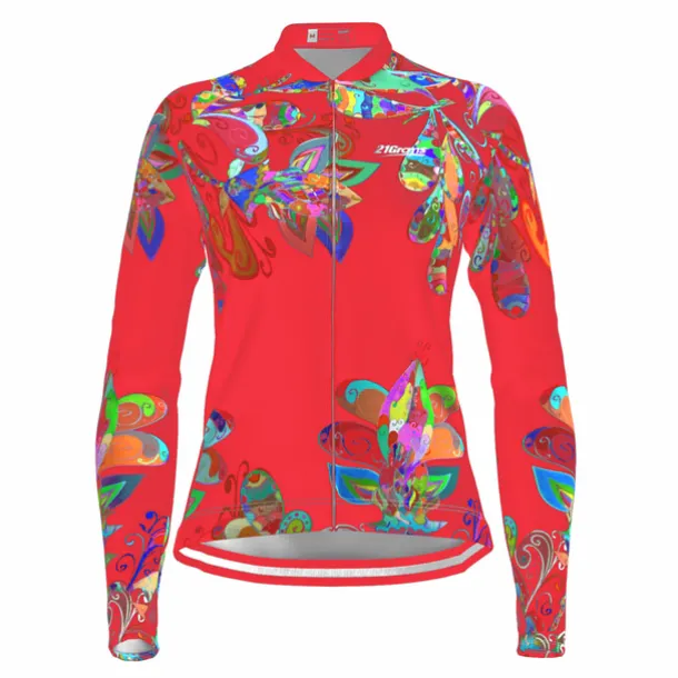 Women's Cycling Jersey Floral Botanical Long Sleeve Bike Top with 3 Rear Pockets Mountain Bike MTB Road Bike Cycling Quick Dry Reflective Strips Back Pocket Moisture Wicking Sports Black Yellow Red