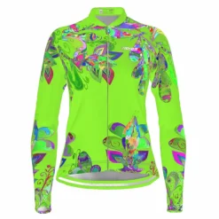 Women's Cycling Jersey Floral Botanical Long Sleeve Bike Top with 3 Rear Pockets Mountain Bike MTB Road Bike Cycling Quick Dry Reflective Strips Back Pocket Moisture Wicking Sports Black Yellow Red