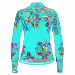 Women's Cycling Jersey Floral Botanical Long Sleeve Bike Top with 3 Rear Pockets Mountain Bike MTB Road Bike Cycling Quick Dry Reflective Strips Back Pocket Moisture Wicking Sports Black Yellow Red