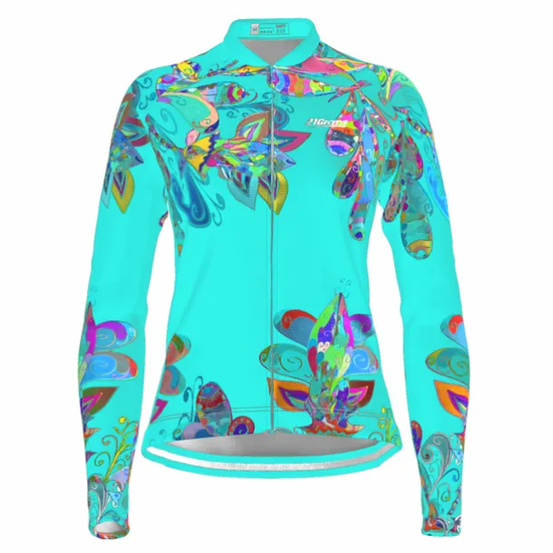 Women's Cycling Jersey Floral Botanical Long Sleeve Bike Top with 3 Rear Pockets Mountain Bike MTB Road Bike Cycling Quick Dry Reflective Strips Back Pocket Moisture Wicking Sports Black Yellow Red