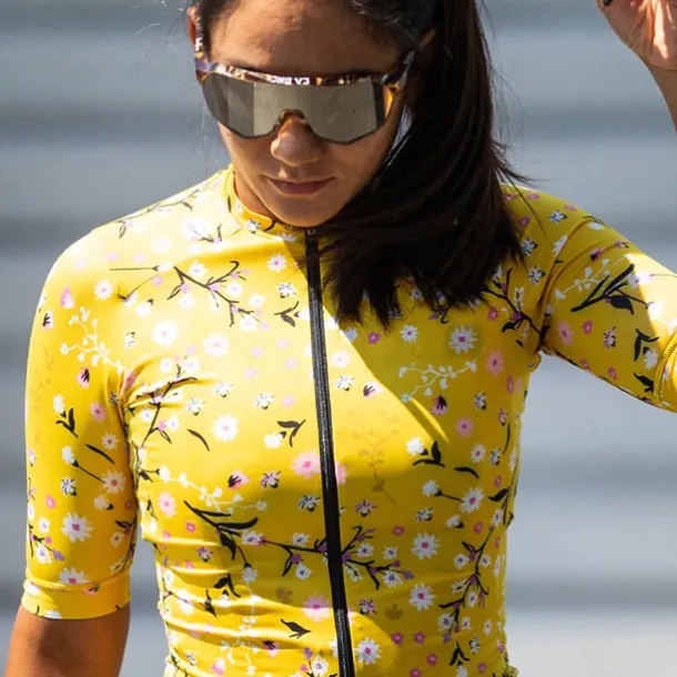 Women's Cycling Jersey Floral Botanical Short Sleeve Bike Jersey Top with 3 Rear Pockets Mountain Bike MTB Road Bike Cycling Quick Dry Reflective Strips Back Pocket Moisture Wicking Sports Black