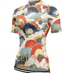 Women's Cycling Jersey Flower Short Sleeve Bike Tee Tshirt Jersey with 3 Rear Pockets Mountain Bike MTB Quick Dry Anatomic Design Wicking Breathable Sports Blue Sky Blue Clothing Apparel