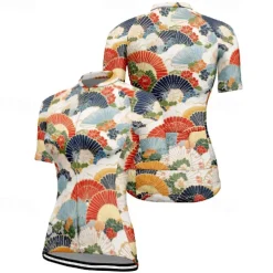 Women's Cycling Jersey Flower Short Sleeve Bike Tee Tshirt Jersey with 3 Rear Pockets Mountain Bike MTB Quick Dry Anatomic Design Wicking Breathable Sports Blue Sky Blue Clothing Apparel