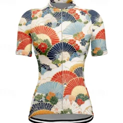 Women's Cycling Jersey Flower Short Sleeve Bike Tee Tshirt Jersey with 3 Rear Pockets Mountain Bike MTB Quick Dry Anatomic Design Wicking Breathable Sports Blue Sky Blue Clothing Apparel