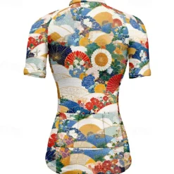 Women's Cycling Jersey Flower Short Sleeve Bike Tee Tshirt Jersey with 3 Rear Pockets Mountain Bike MTB Quick Dry Anatomic Design Wicking Breathable Sports Blue Sky Blue Clothing Apparel