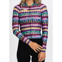 Women's Cycling Jersey Geometric Geometry Funny Long Sleeve Bike Jersey Top with 3 Rear Pockets Mountain Bike MTB Road Bike Cycling Quick Dry Reflective Strips Back Pocket Moisture Wicking Sports