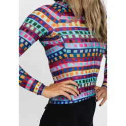 Women's Cycling Jersey Geometric Geometry Funny Long Sleeve Bike Jersey Top with 3 Rear Pockets Mountain Bike MTB Road Bike Cycling Quick Dry Reflective Strips Back Pocket Moisture Wicking Sports