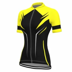 Women's Cycling Jersey Geometric Short Sleeve Bike Jersey Top with 3 Rear Pockets Mountain Bike MTB Road Bike Cycling Quick Dry Reflective Strips Back Pocket Moisture Wicking Sports Yellow Red Blue