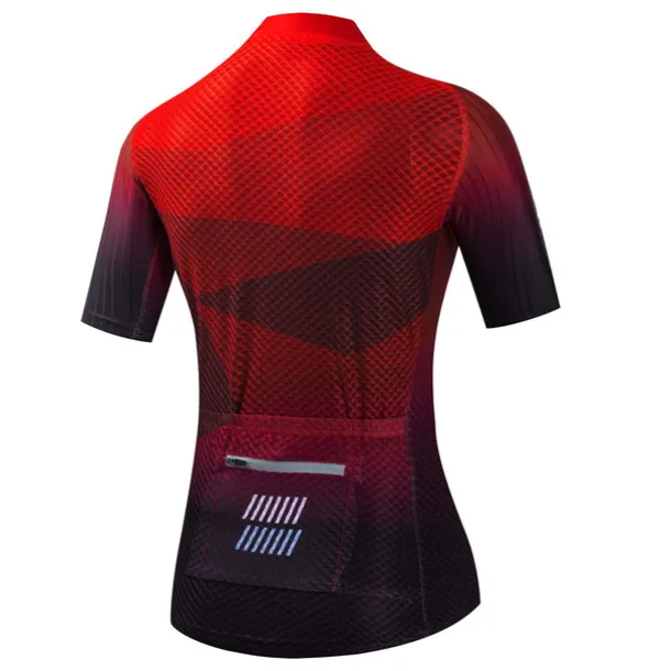Women's Cycling Jersey Geometric Short Sleeve Bike Jersey Top with 3 Rear Pockets Mountain Bike MTB Road Bike Cycling Quick Dry Reflective Strips Back Pocket Moisture Wicking Sports Yellow Pink Red