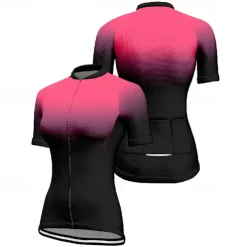 Women's Cycling Jersey Gradient Short Sleeve Bike Tee Tshirt Jersey with 3 Rear Pockets Mountain Bike MTB Quick Dry Anatomic Design Wicking Breathable Sports Yellow Pink Red Clothing Apparel