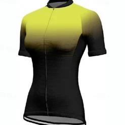 Women's Cycling Jersey Gradient Short Sleeve Bike Tee Tshirt Jersey with 3 Rear Pockets Mountain Bike MTB Quick Dry Anatomic Design Wicking Breathable Sports Yellow Pink Red Clothing Apparel