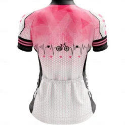 Women's Cycling Jersey Gradient Curve Short Sleeve Bike Jersey Top with 3 Rear Pockets Mountain Bike MTB Road Bike Cycling Quick Dry Reflective Strips Back Pocket Moisture Wicking Sports Black Pink