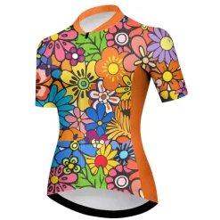 Women's Cycling Jersey Graphic Flower Short Sleeve Bike Jersey Top with 3 Rear Pockets Mountain Bike MTB Road Bike Cycling Quick Dry Reflective Strips Back Pocket Moisture Wicking Sports Red Blue