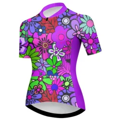 Women's Cycling Jersey Graphic Flower Short Sleeve Bike Jersey Top with 3 Rear Pockets Mountain Bike MTB Road Bike Cycling Quick Dry Reflective Strips Back Pocket Moisture Wicking Sports Red Blue