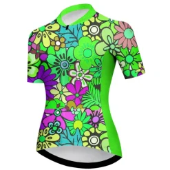 Women's Cycling Jersey Graphic Flower Short Sleeve Bike Jersey Top with 3 Rear Pockets Mountain Bike MTB Road Bike Cycling Quick Dry Reflective Strips Back Pocket Moisture Wicking Sports Red Blue