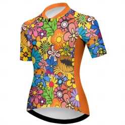 Women's Cycling Jersey Graphic Flower Short Sleeve Bike Jersey Top with 3 Rear Pockets Mountain Bike MTB Road Bike Cycling Quick Dry Reflective Strips Back Pocket Moisture Wicking Sports Red Blue