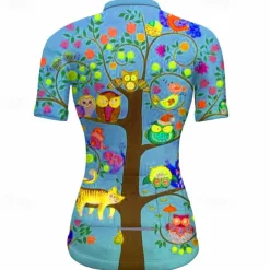 Women's Cycling Jersey Graphic Plants Short Sleeve Bike Jersey Top with 3 Rear Pockets Mountain Bike MTB Road Bike Cycling Quick Dry Reflective Strips Back Pocket Moisture Wicking Sports Red Blue