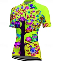 Women's Cycling Jersey Graphic Plants Short Sleeve Bike Jersey Top with 3 Rear Pockets Mountain Bike MTB Road Bike Cycling Quick Dry Reflective Strips Back Pocket Moisture Wicking Sports Red Blue