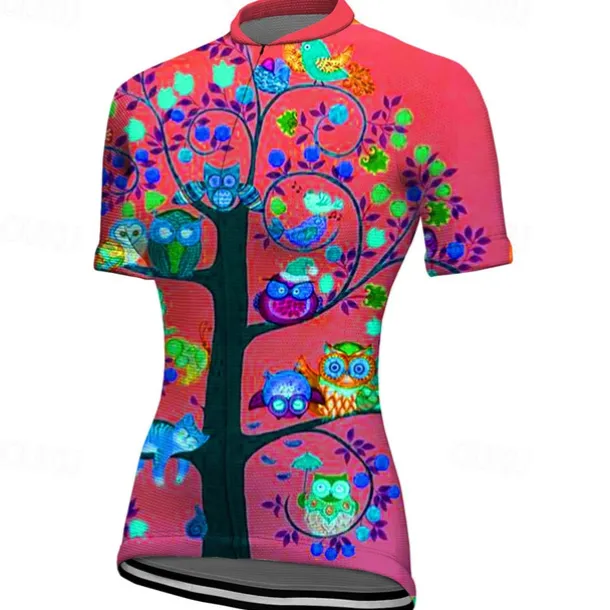 Women's Cycling Jersey Graphic Plants Short Sleeve Bike Jersey Top with 3 Rear Pockets Mountain Bike MTB Road Bike Cycling Quick Dry Reflective Strips Back Pocket Moisture Wicking Sports Red Blue