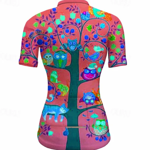 Women's Cycling Jersey Graphic Plants Short Sleeve Bike Jersey Top with 3 Rear Pockets Mountain Bike MTB Road Bike Cycling Quick Dry Reflective Strips Back Pocket Moisture Wicking Sports Red Blue