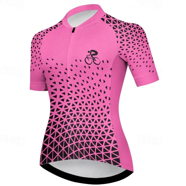 Women's Cycling Jersey Graphic Geometic Short Sleeve Bike Jersey Top with 3 Rear Pockets Mountain Bike MTB Road Bike Cycling Quick Dry Reflective Strips Back Pocket Moisture Wicking Sports Violet