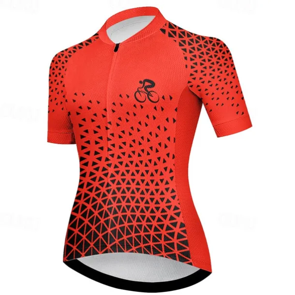 Women's Cycling Jersey Graphic Geometic Short Sleeve Bike Jersey Top with 3 Rear Pockets Mountain Bike MTB Road Bike Cycling Quick Dry Reflective Strips Back Pocket Moisture Wicking Sports Violet